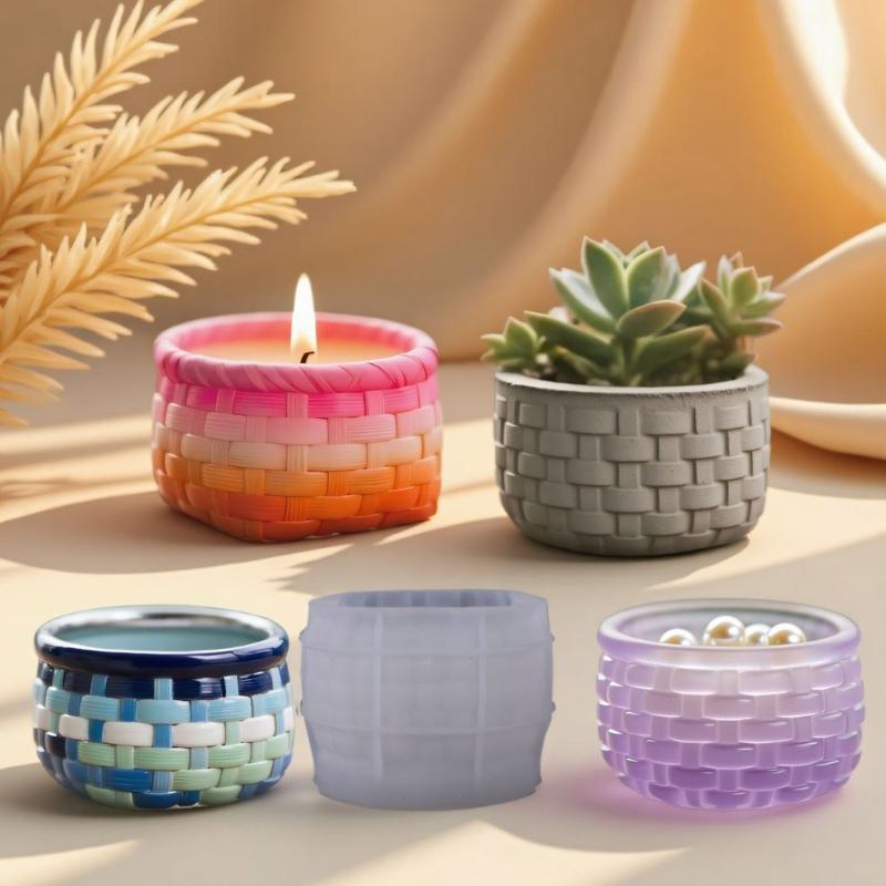 Flexible Silicone Woven basket Planter Mold Jewelry Making Tool Silicone Texture for Easy Demolding and Multipurpose Use