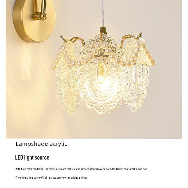 Modern Luxury French Glass Wall & Bedside Lamp for Bedroom, Corridor, and Hall