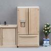 Dollhouse Miniature Items Wooden Doubledoor Refrigerator Mini Double-door Fridge Model Freezer 1:12 Doll House Kitchen Decor Toy