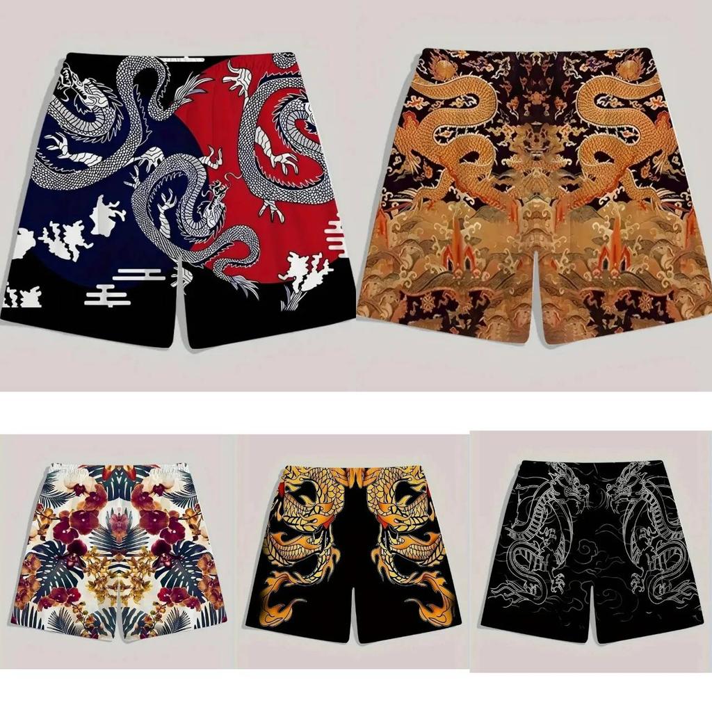 China Chinese Retro Dragon Muay Thai Boxing Kickboxing Shorts 3D Print Training Unisex Men Women Quick Dry Fitness Gym Sport Workout Casual Streetwear