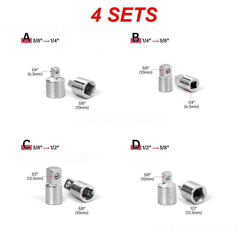 1~4SETS Ratchet Wrench High-quality Chrome Vanadium Steel 1/2 To 3/8 To 1/4 Adapter Cr-v Steel Auto Repair Premium Quality