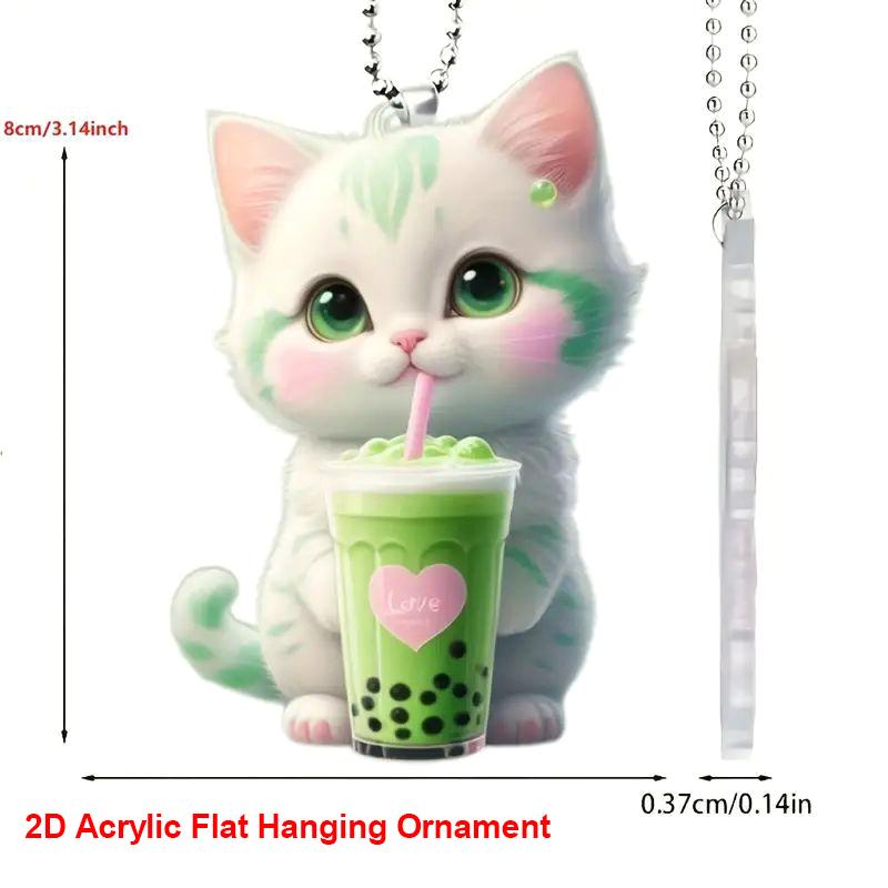 

1 шт. плоские 2D милые котята зеркала заднего вида подвеска для автомобиля подвесное украшение для автомобиля украшения аксессуары подарки для женщин мужчин украшения