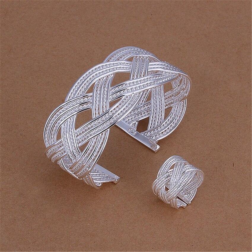 

Название товара wholesale Серебряные кольца Браслеты Комплект ювелирных изделий тонкий широкий браслет плетения регулируемого размера Этнический стиль Модные вечеринки Праздничные подарки Код товара