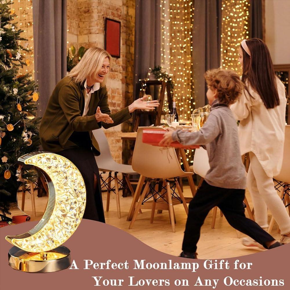Bedroom Crystal Touch Dimming Night Light Girls Room Home Decor Aesthetics USB Bedside LED Ambient Table 3d Moon Lamp