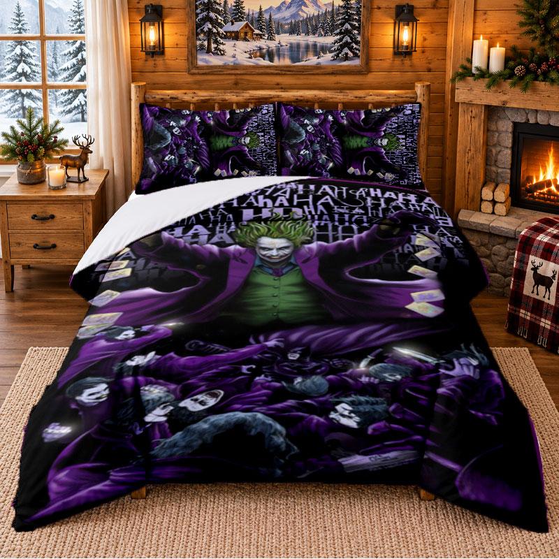 Joker Pattern Bedding 3Pcs Set Bed Sheet And Pillowcases For Indoor Bedroom