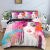 Cartoon Girly King Queen Duvet Cover Watercolor Fashion Girl Pattern Bedding Set Modern Women Polyester Comforter Cover963