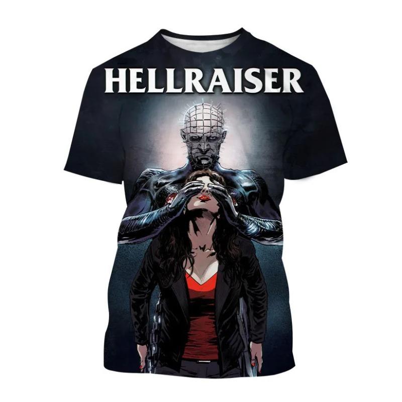 Hellraiser Horror Movie 3D Print T-Shirts Men Women Short Sleeve T Shirt Punk Street Style Harajuku Y2k Tops Tees Kids Clothing