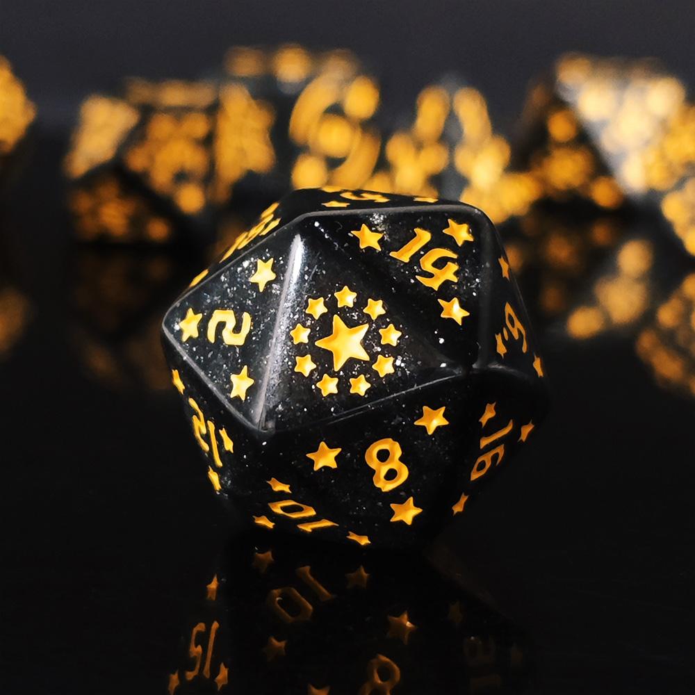 7-Piece Set Star Dice And Plastic Bag Packaging Set Acrylic Material Polygonal Dice Suitable for Entertainment Tabletop Games