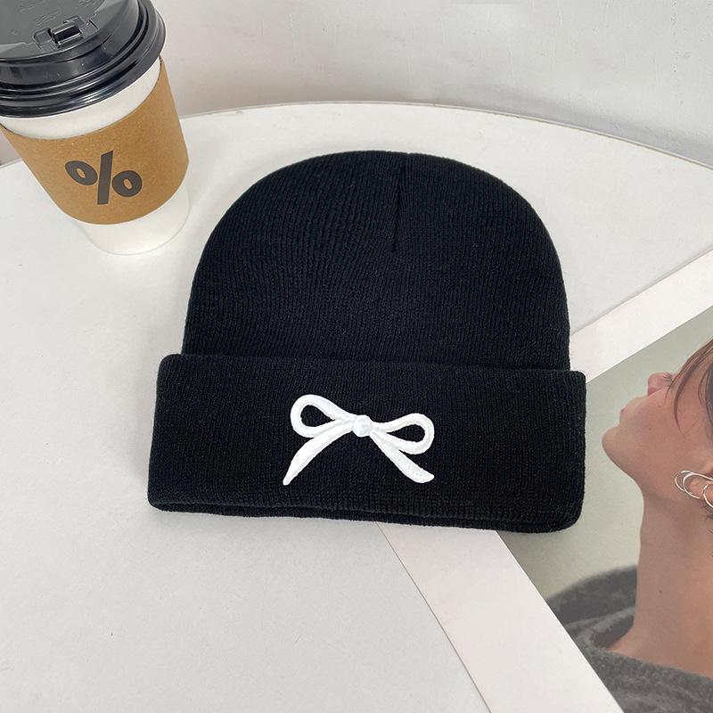 Autumn and Winter New Knitted Hat Children's Trend Versatile Cold Hat Outdoor Bow Wool Hat