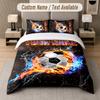 Soccer Theme Custom Text Or Name 3Pcs Bedding Set 1 Flat Sheet & 2 Pillowcases Personalized Home Bedding