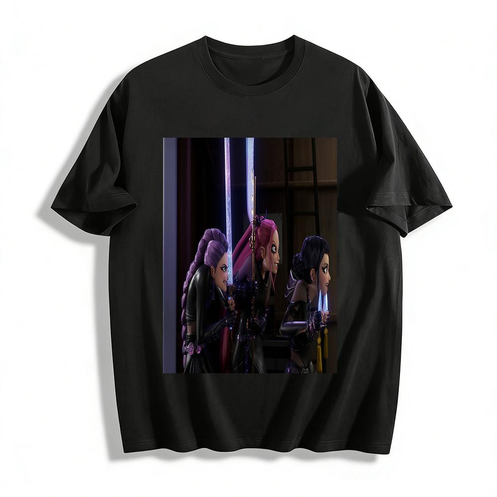 

Dark Girl Group Printed Cool Top Street Style Loose Casual T-Shirt With Animated Villain Characters Pure cotton T-shirt XXS