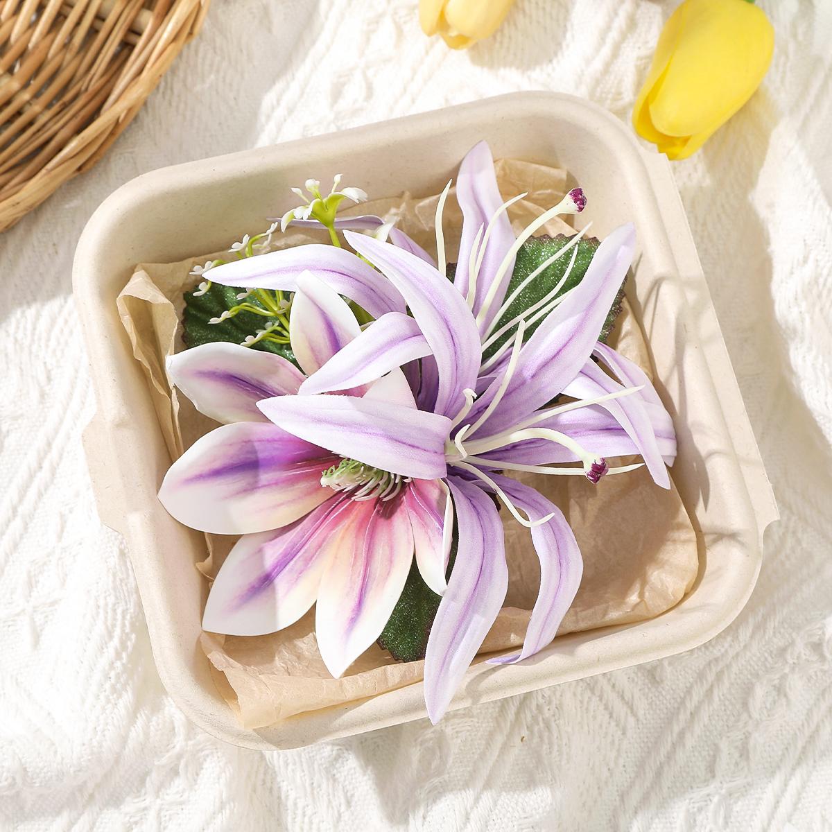 

AWAYTR Artificial Leafy Flame Lily Duckbill Hairpin Floral Hair Clips Valentine Headwear Girl Hair Accessories Festival Gift