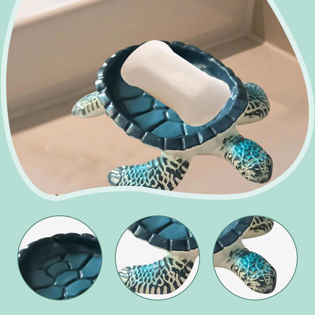 Resin Turtle Soap Holder Soap Dish Tray Soap Saver Keep Dry Clean Storage Box Organizer Self Draining for Shower Hotel Toilet