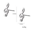 My Shape Music Note Stud Earrings for Men Women Black Color Stainless Steel Earring Punk Fashion Jewelry Pendientes Mujer 2022