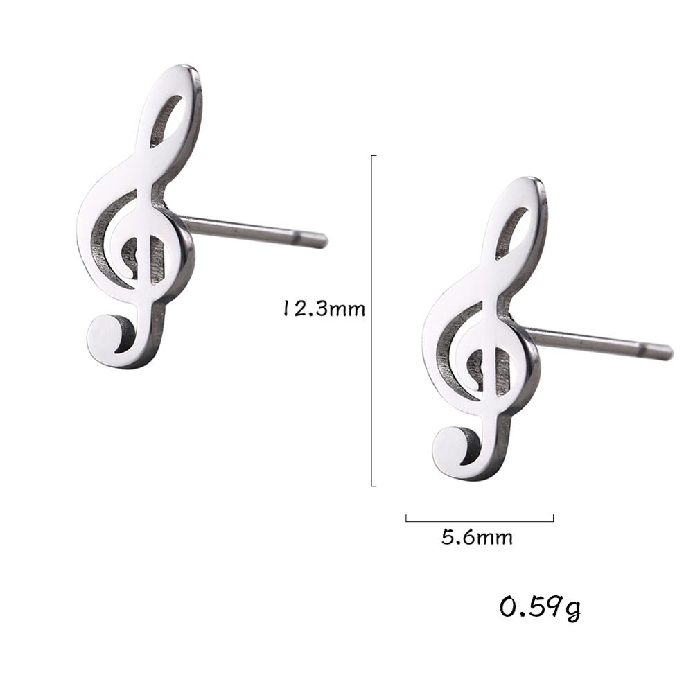 My Shape Music Note Stud Earrings for Men Women Black Color Stainless Steel Earring Punk Fashion Jewelry Pendientes Mujer 2022