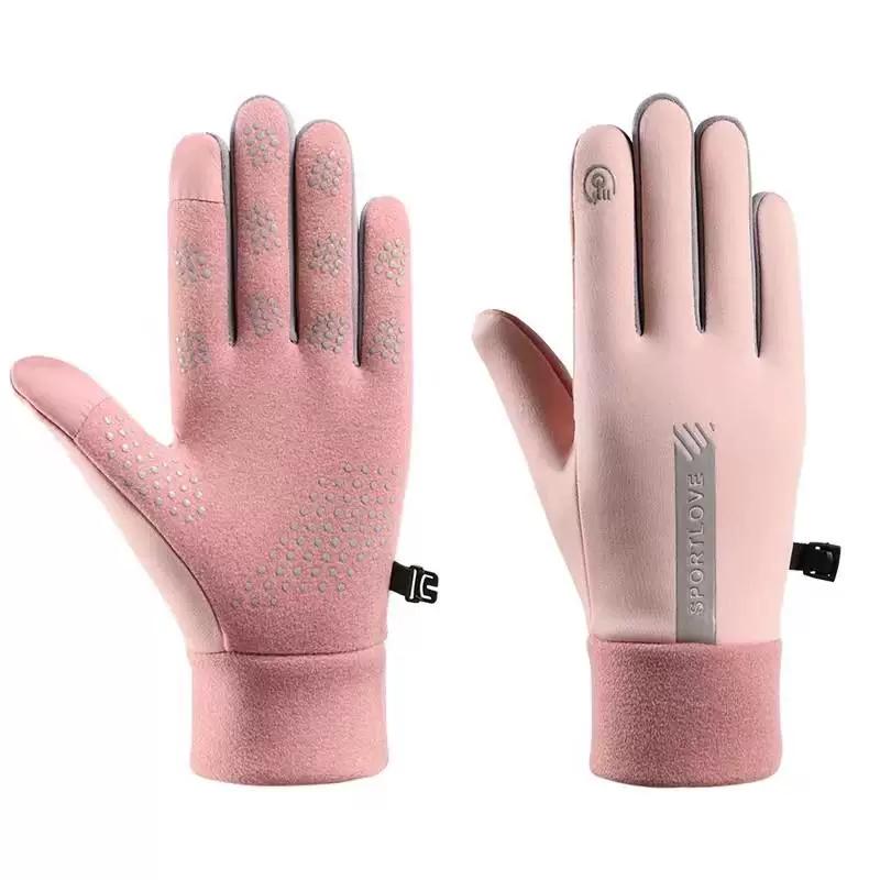 Polar Fleece Gloves, Non-Slip, Thickened, Fleece-Lined, Warm, for Cycling, Winter Driving, Cold-Proof, Windproof, Waterproof, Touch Screen