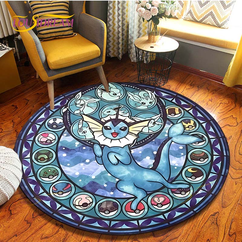 Cartoon Pokemon Runder Teppich Bodenmatte Schlafzimmer Flanell Tierteppich Rutschfeste Baby-Spielmatte Kinderzimmer Dekoration Matten