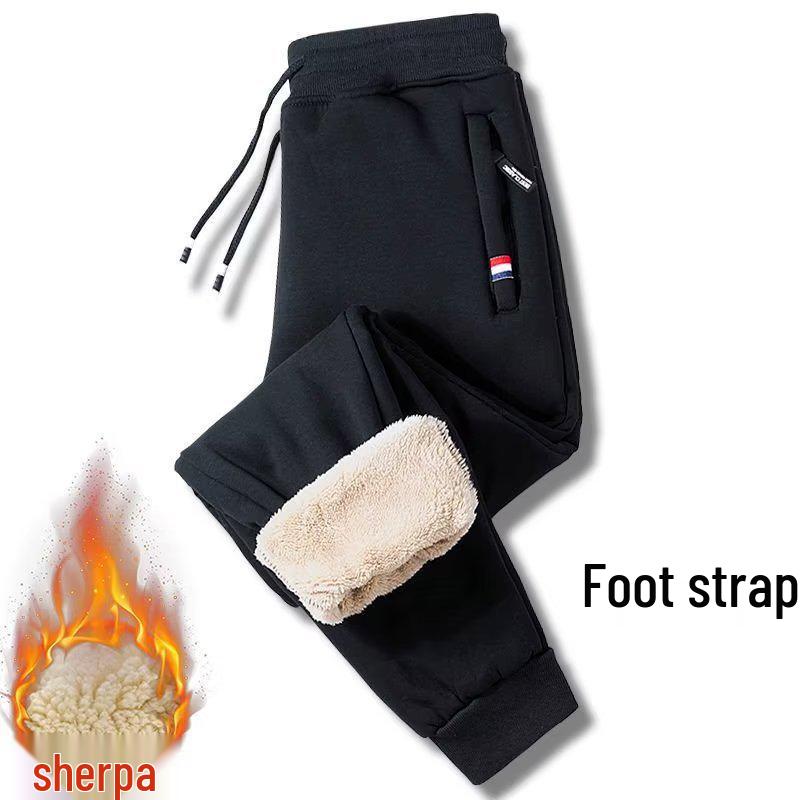 Men's Plus Velvet Thick Lambskin Sports Pants - Autumn/Winter 