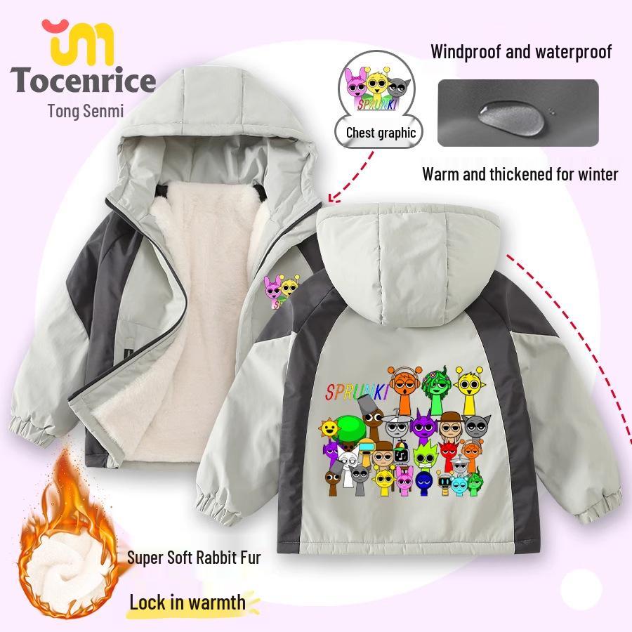 Мальчишеская осенне-зимняя ветровка Rhythm Box из бархата - Модный утепленный хлопковый плащ 110cm