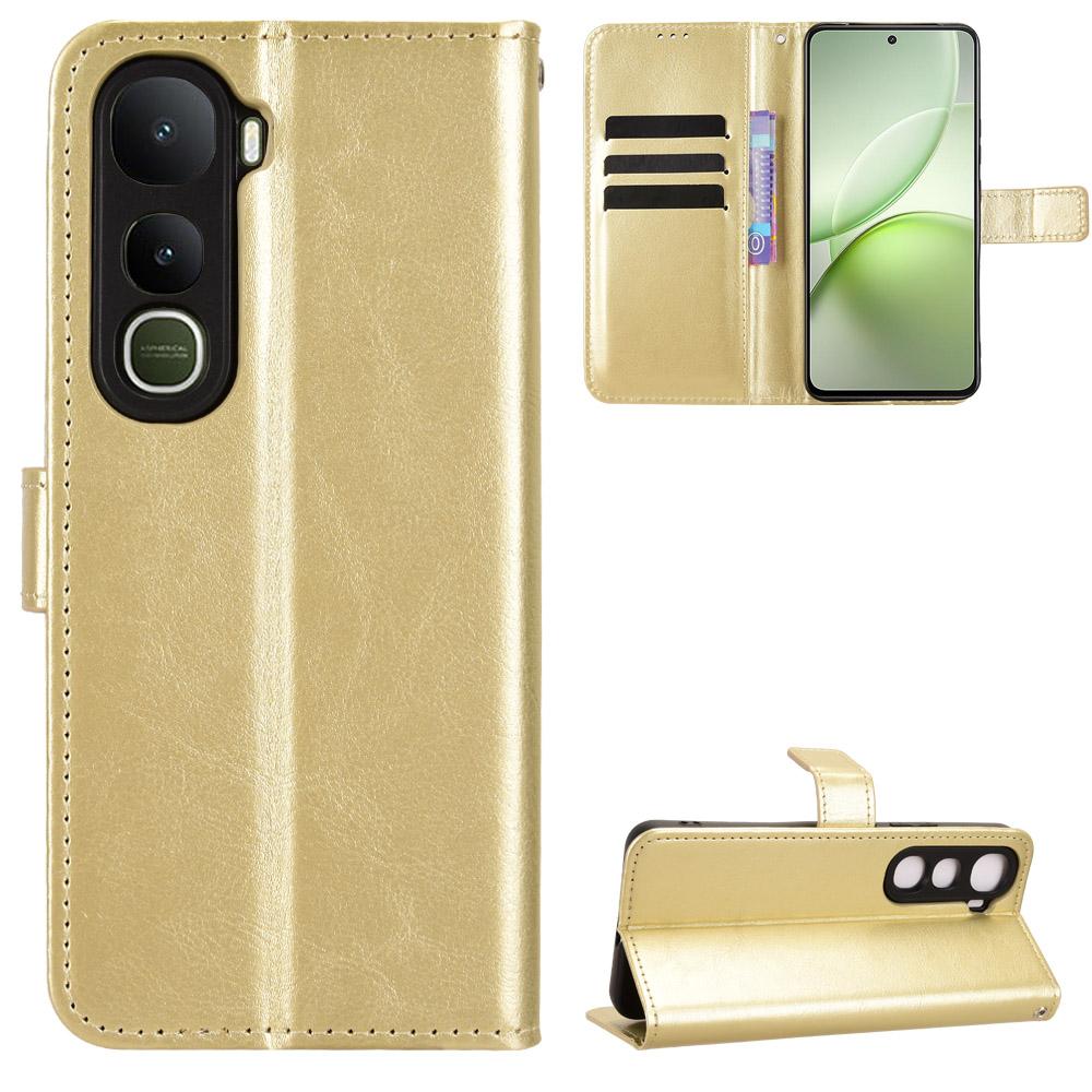 For Vivo Y400 5G/vivo Y400 4G PU Leather Case with Strap Crazy Horse Texture Phone Wallet Cover