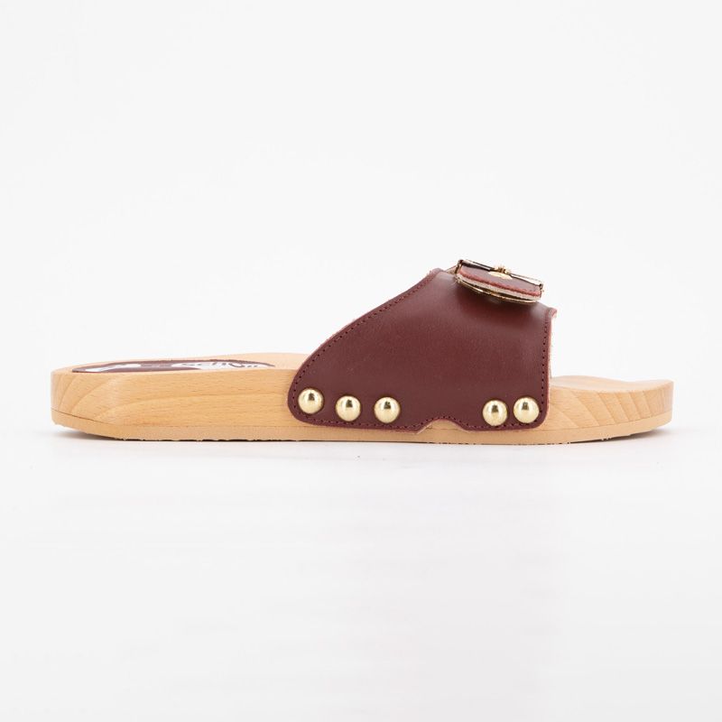 Mules cuir pescura bordeaux starlight semelle effet bois Femme SCHOLL