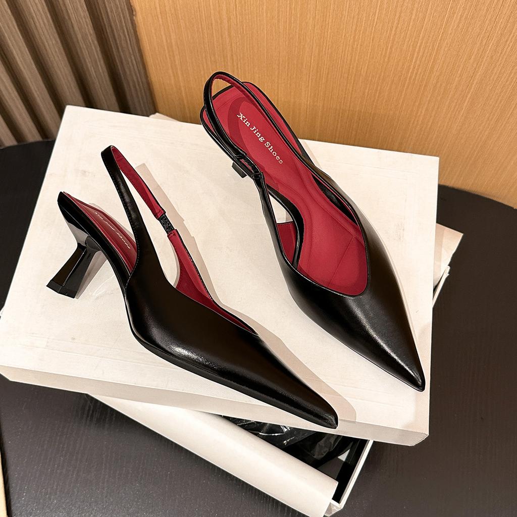 623-13 Classic Bag Head Single Shoes Women's Thin Heels Empty Single Shoes New European and American Style Temperament Pointed High Heels Women's