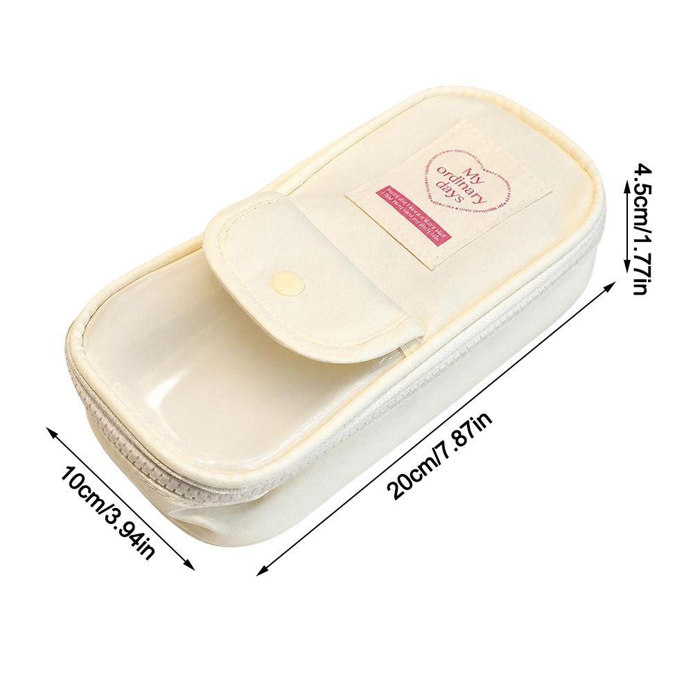 Large Capacity Pencil Case Transparent Window Stationery Storage Bag Vintage Pencil Bag