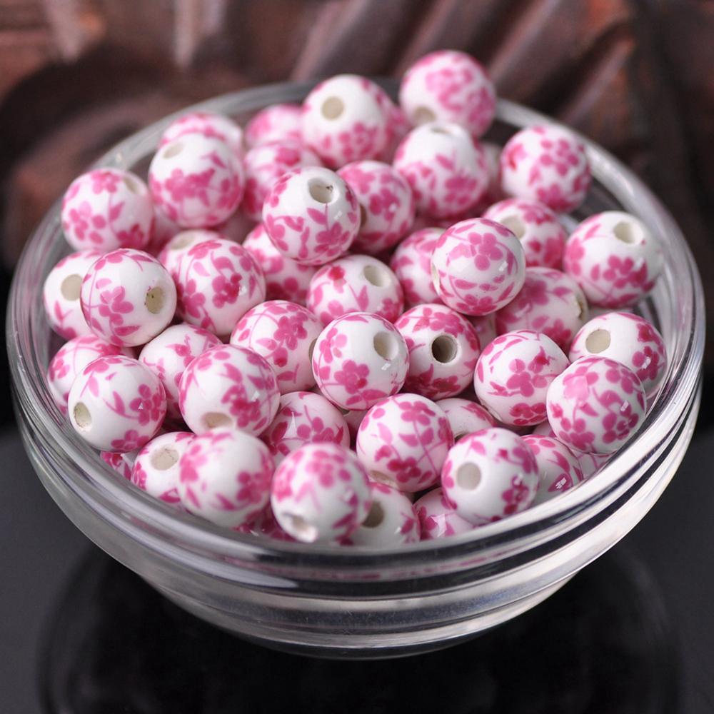 

20 шт. Круглые бусины-разделители из керамического фарфора с цветочными узорами, 10 мм, 12 мм, лот для DIY поделок, браслетов, аксессуары для изготовления ювелирных изделий 10mm-20pcs