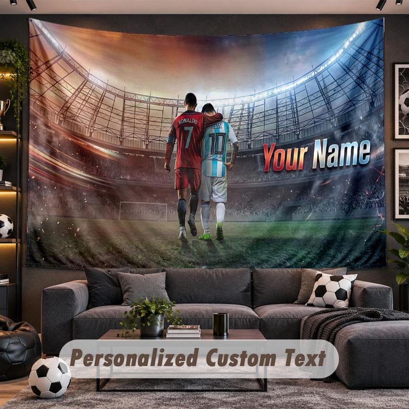 Wall Hanging Tapestry Custom NameCristiano Ronaldo Pattern Personalized Printed Fabric Wall Decor