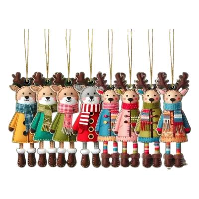 8 Pieces Colorful Christmas Deer Wooden Ornament Pendants, Christmas Tree Hanging Decorations Holiday Party Ornaments