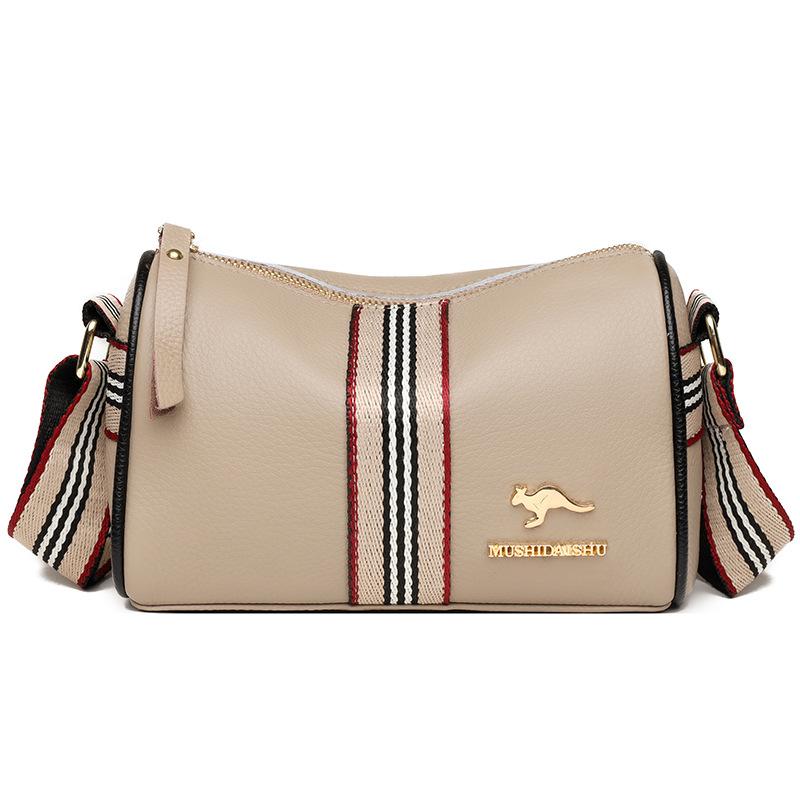 Leather Women'S Bag Wide Shoulder Strap Fashion Leather Shoulder Bag Crossbody Pillow