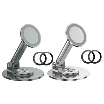 Portable Metal Phone Holder with Strong Magnetic Base 360 Rotate Adjustable Angle Travel Friendly for Mobile Devices