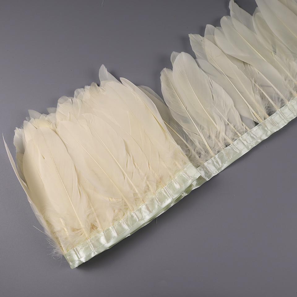 2M Natural Dyed Goose Feather Trims Real Geese Duck Feathers Fringe Ribbons For Handmade Crafts Pumas Wedding Accessories