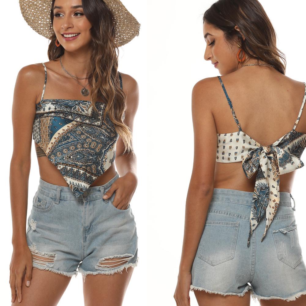

2024 Spring European & American Satin One-Shoulder Women s Print Top Medium зелёный