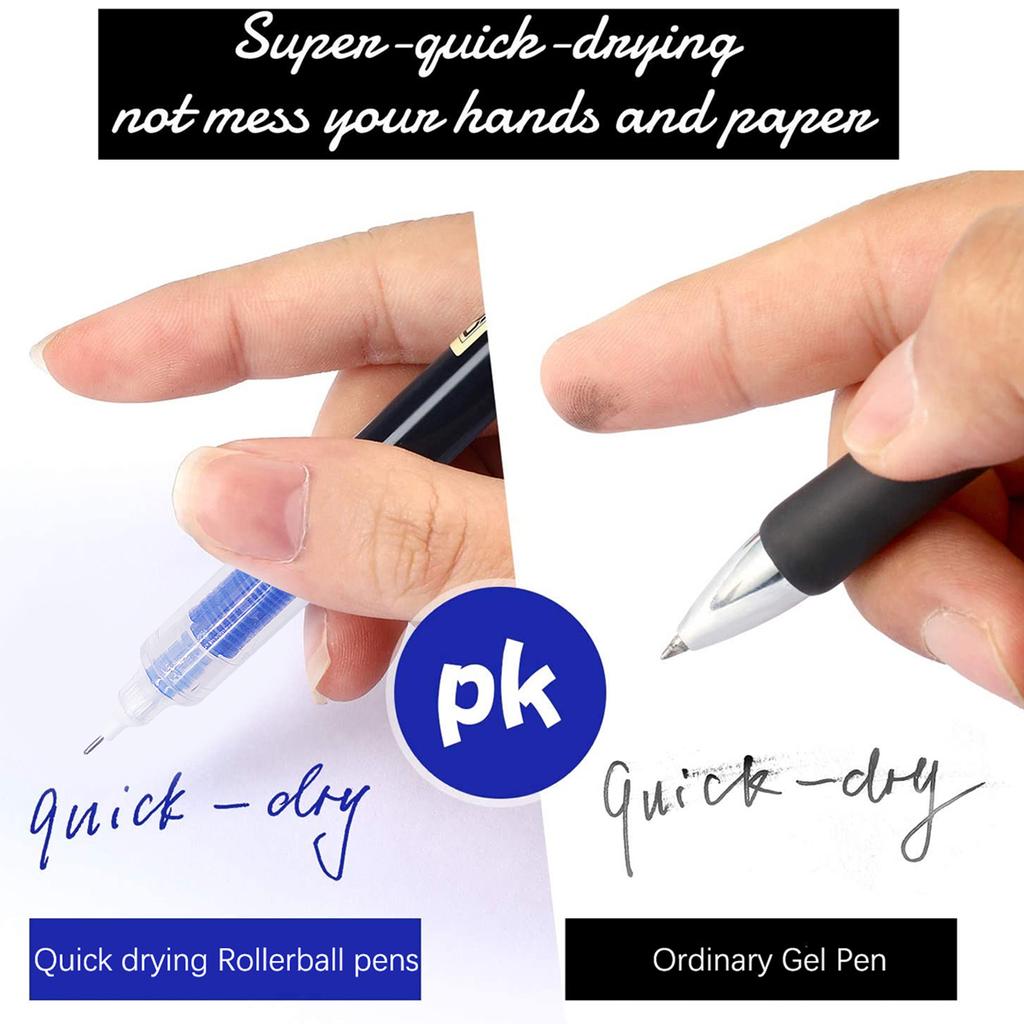 12pcs Student Neutral Straight Liquid Type Ballpoint Gel Pen 0.5mm Black Blue Red Writing Tools