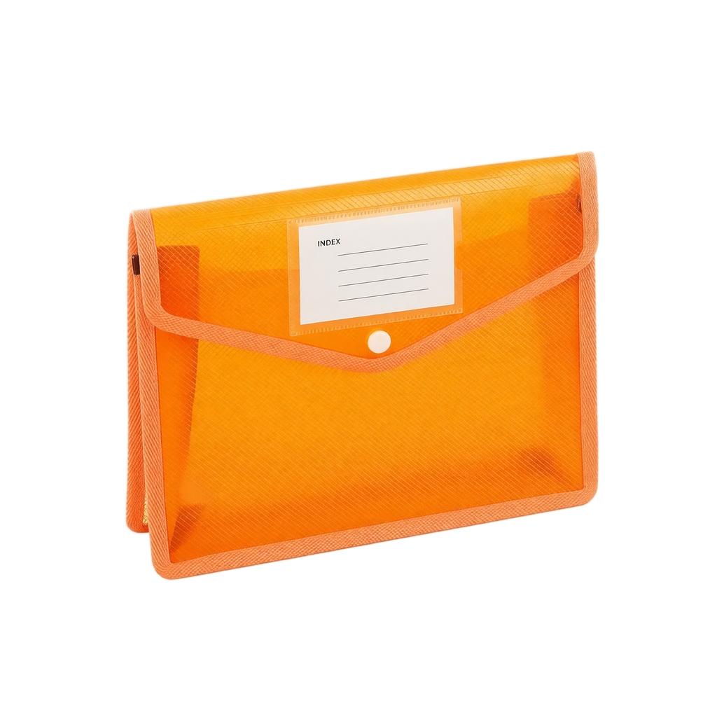 Document File Folder A4 Size Expandable File Organizer with Button Closure Transparent Office Storage Bag with Index Label for Filing