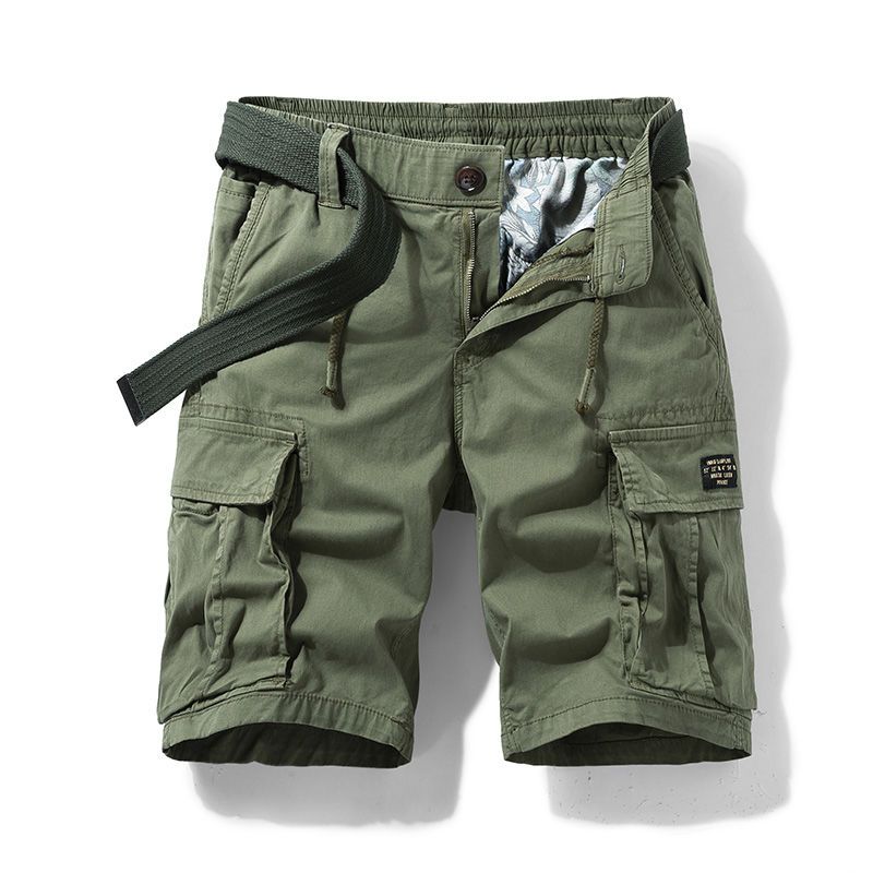 Men's Workwear Ort Pants Retro Loose Casual Five-Point Pure Cotton Work Trousers Youth Summer Straight Leg Pants