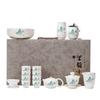 Ceramic tea set, Guochao Qianli Jiangshan Suet Jade Kung Fu tea set gift box, business gift set