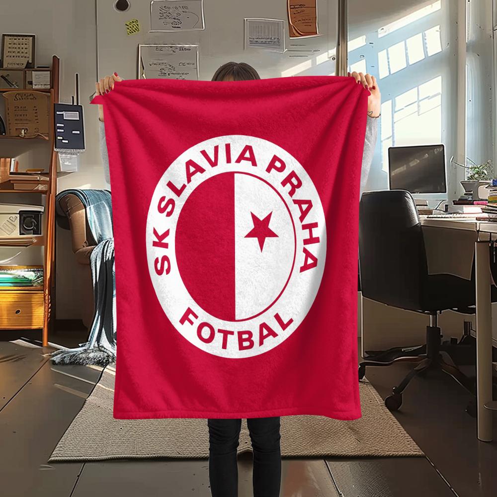 SK Slavia Praha, Coperta in Flanella con Fantasia, Alta Qualità, Confortevole per Tutte le Stagioni, Arredamento per la Casa, Calore e Comfort, Perfetta per Regali.