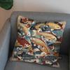 2D Colorful Fish Pattern Decorative Pillow Cover Pattern Cushion Cover Suitable For Sofa Bedroom Car Pillow Cover