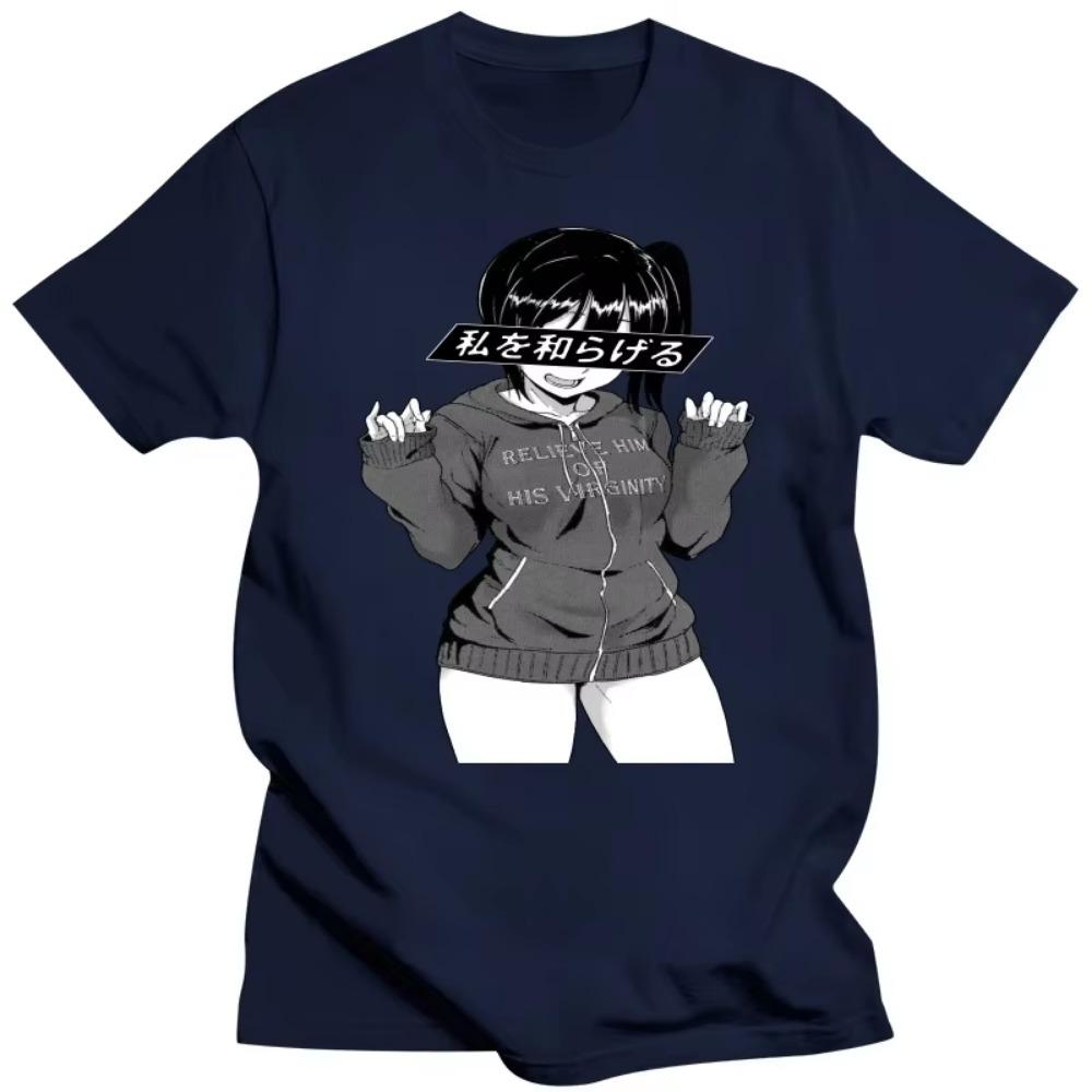 Man Loli Cute Sexy T Shirts Sad Japanese T-shirt Anime Aesthetic Short Sleeved Tees Cotton T-shirt Streetwear