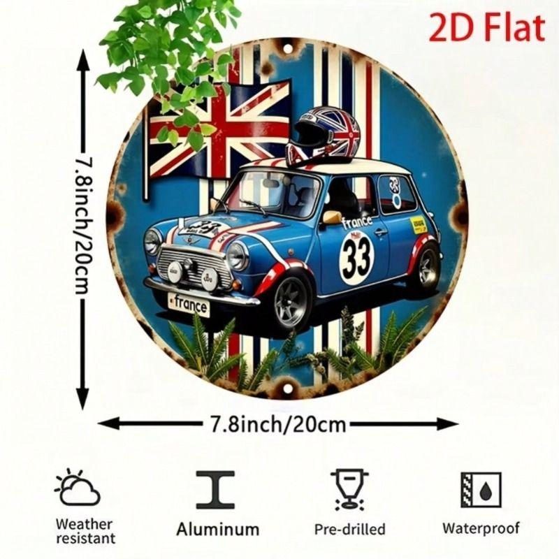 Retro Round Metal Tin Sign Wall Art Decor for Garage Kitchen