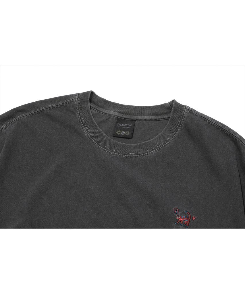 CPGN STUDIO Cat Stitch Pigment Short Sleeve Tee Smoke Black