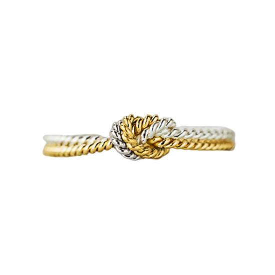 Golden Silver Tones Finger Ring Mother Daughter Two Strand Knot Ring Handmade Copper Women Ring Jewelry Gift