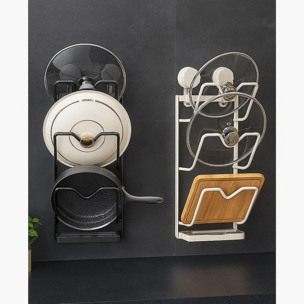 Punch Free Pot Lids Holder Carbon Steel Cookware Storage Shelf Cutting Board Storage Rack  Kitchen