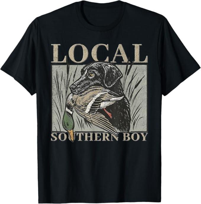 Local Southern Boy Duck Hunting Black Lab Outdoor Vintage T-Shirt