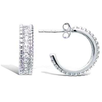 [Q4061] - White 'Sissi' Silver Hoop Earrings (rhodium-plated) - 17 Mm 5 Mm