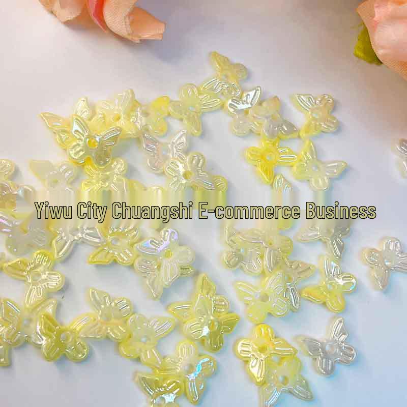 11mm Iridescent Two-Tone Gradient Butterfly Beading Hair Accessories 11mm - approx. 3200 pcs per pound жёлтый