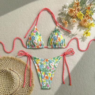Thailand Vacation Seaside Beach Floral Sexy Bikini Two-piece Fashionable Hot Girl Strap Split Swimsuit