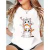 Women's T-shirt Short Sleeved with Three Cute Kittens Creative Printed Summer Round Neck T-shirt Women's Casual Clothing